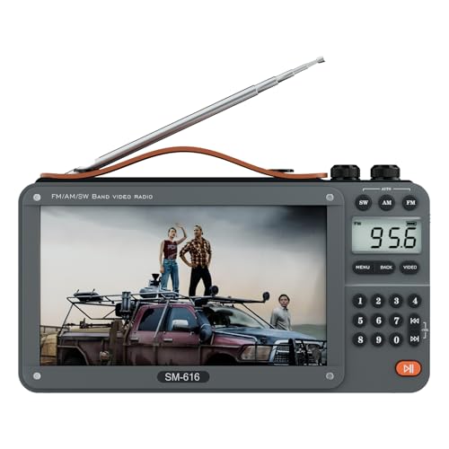ONGTEED 720P 7Inch Screen AM FM Movie Video Radio with Bluetooth Speaker Rechargeable Digital Shortwave MP3 MP4 Player Radio Support USBMicro SD Card Loud Speaker and Headphone Jack NO TV - Image 1