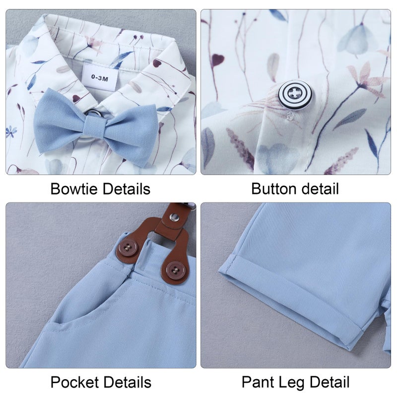 ZOEREA Baby Boy Clothes Suit Infant Short Sleeve Gentleman Outfits Dress Shirt+Bowtie+Suspender Shorts 0-18M - Image 5
