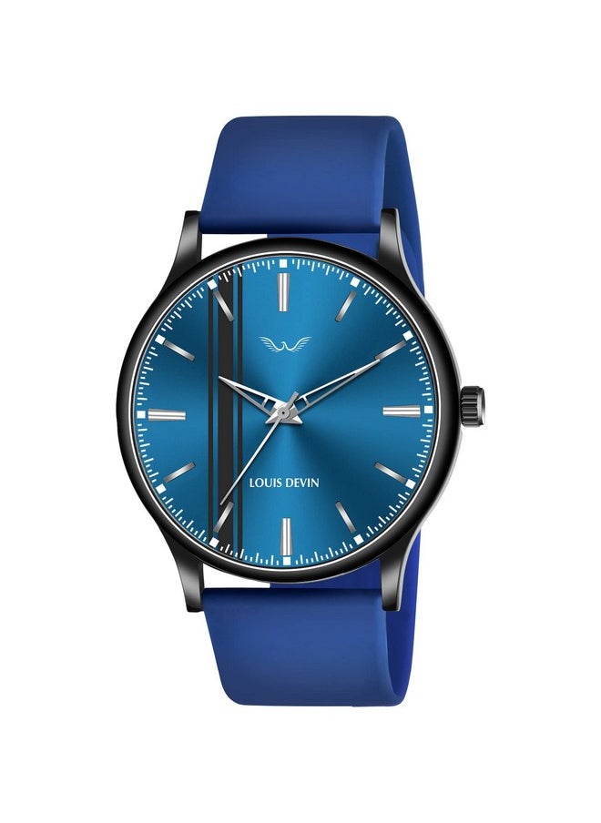 LOUIS DEVIN - LOUIS DEVIN Blue Silicone Strap Analog Wrist Watch for Men (Blue Dial) | LD-BK054-BLUE - Image 1