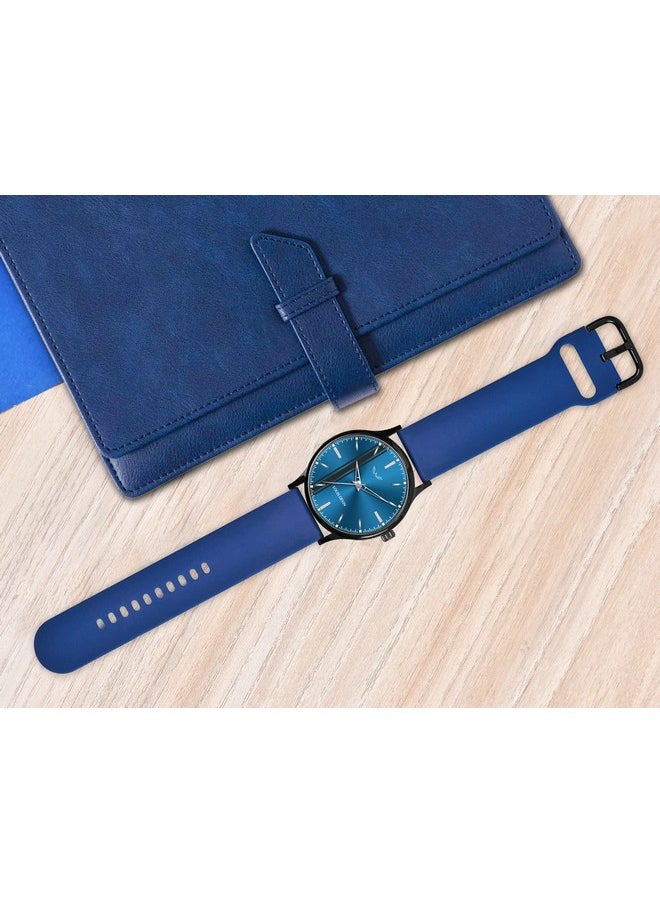 LOUIS DEVIN - LOUIS DEVIN Blue Silicone Strap Analog Wrist Watch for Men (Blue Dial) | LD-BK054-BLUE - Image 1