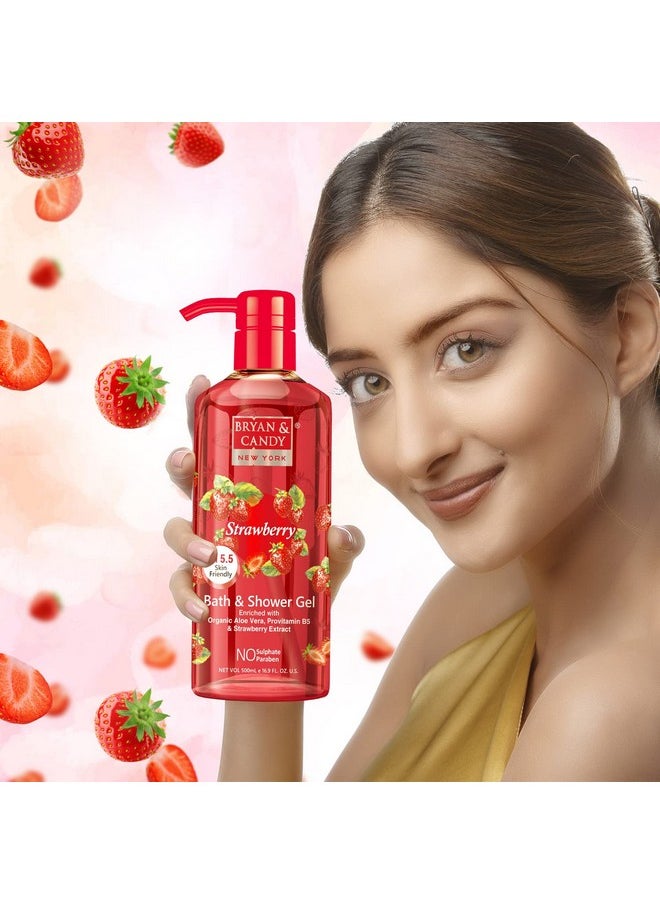 BRYAN & CANDY Shower Gel With Aloe Vera. Gentle, Moisturizing Body Wash For Soft, Supple Skin (Strawberry Shower Gel, 500Ml)  - Image 2