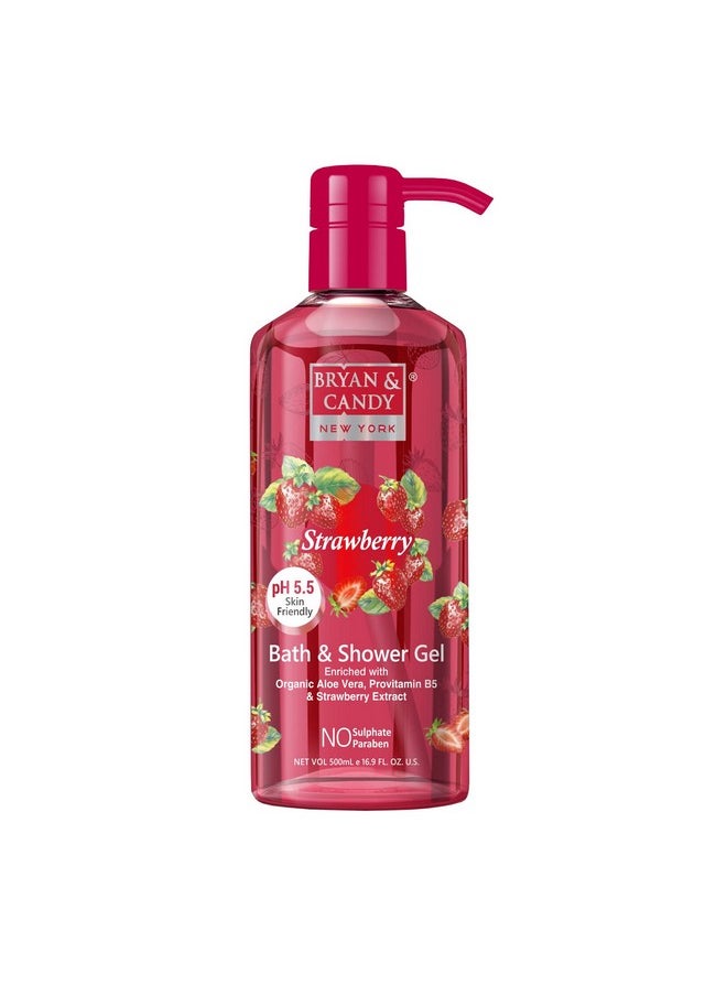 BRYAN & CANDY Shower Gel With Aloe Vera. Gentle, Moisturizing Body Wash For Soft, Supple Skin (Strawberry Shower Gel, 500Ml)  - Image 1