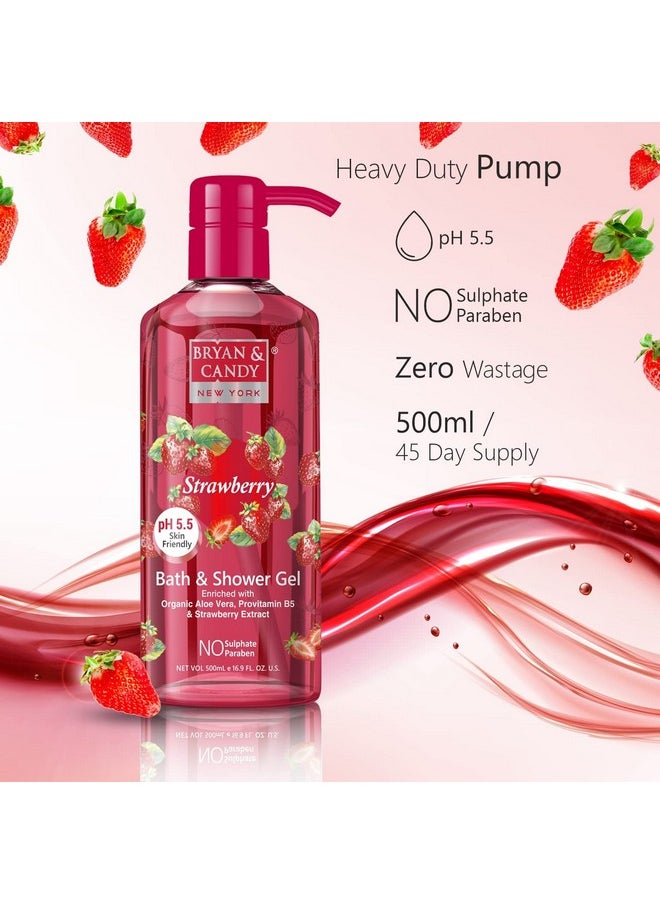 BRYAN & CANDY Shower Gel With Aloe Vera. Gentle, Moisturizing Body Wash For Soft, Supple Skin (Strawberry Shower Gel, 500Ml)  - Image 4