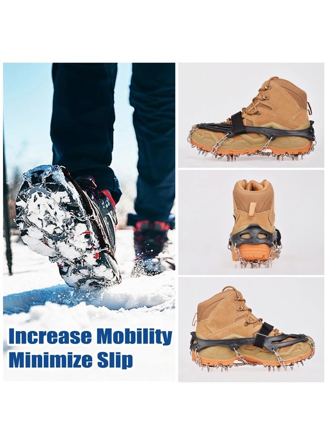 OROOTL Crampons Ice Cleats Snow Traction Grippers with 19 Stainless Steel Studs for Hiking Boots and Shoes Men Women Kids Anti Slip Snow Chains with Straps for Walking Camping Jogging Ice Fishing - Image 5