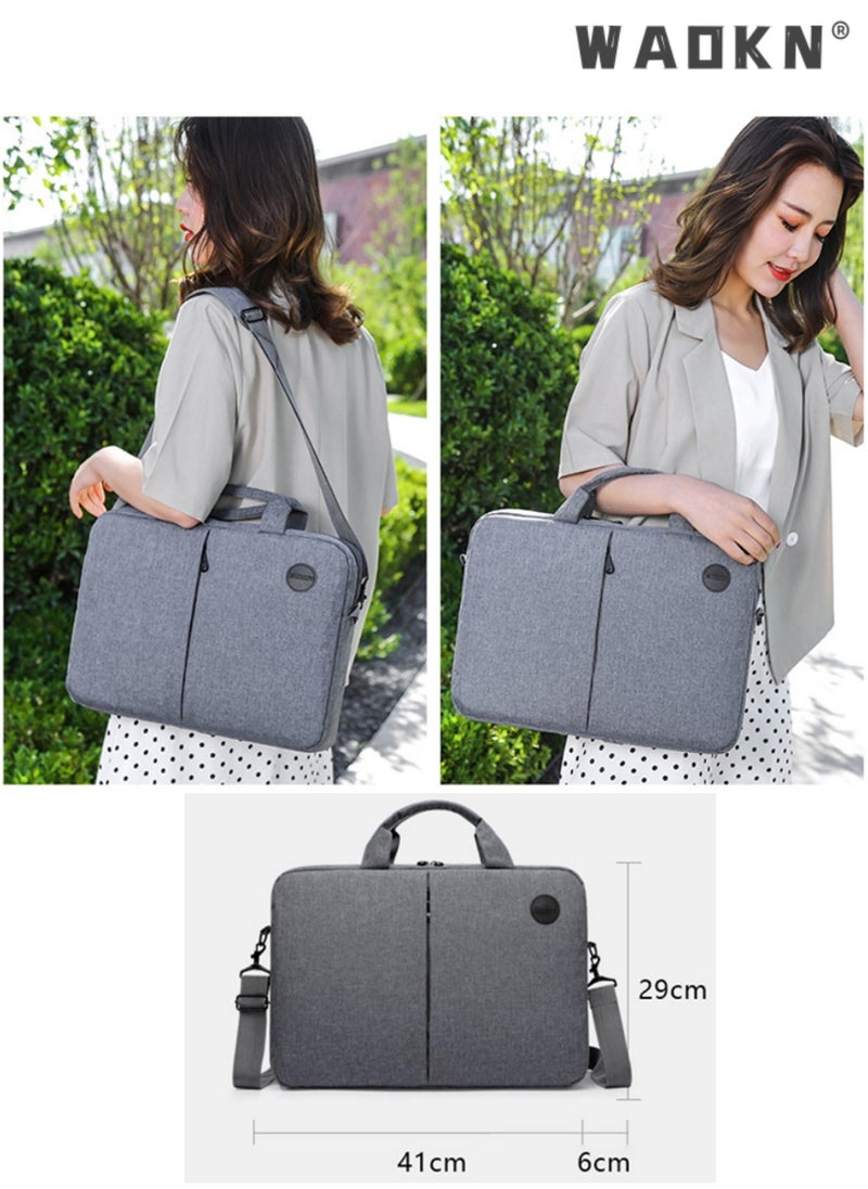 WAOKN - 15.6 Inch Laptop Bag Lightweight PU Computer Bag Travel Business Briefcase Water Resistance Shoulder Messenger Bag Shoulder Bag with Strap for Men and Women Work Office - Image 1