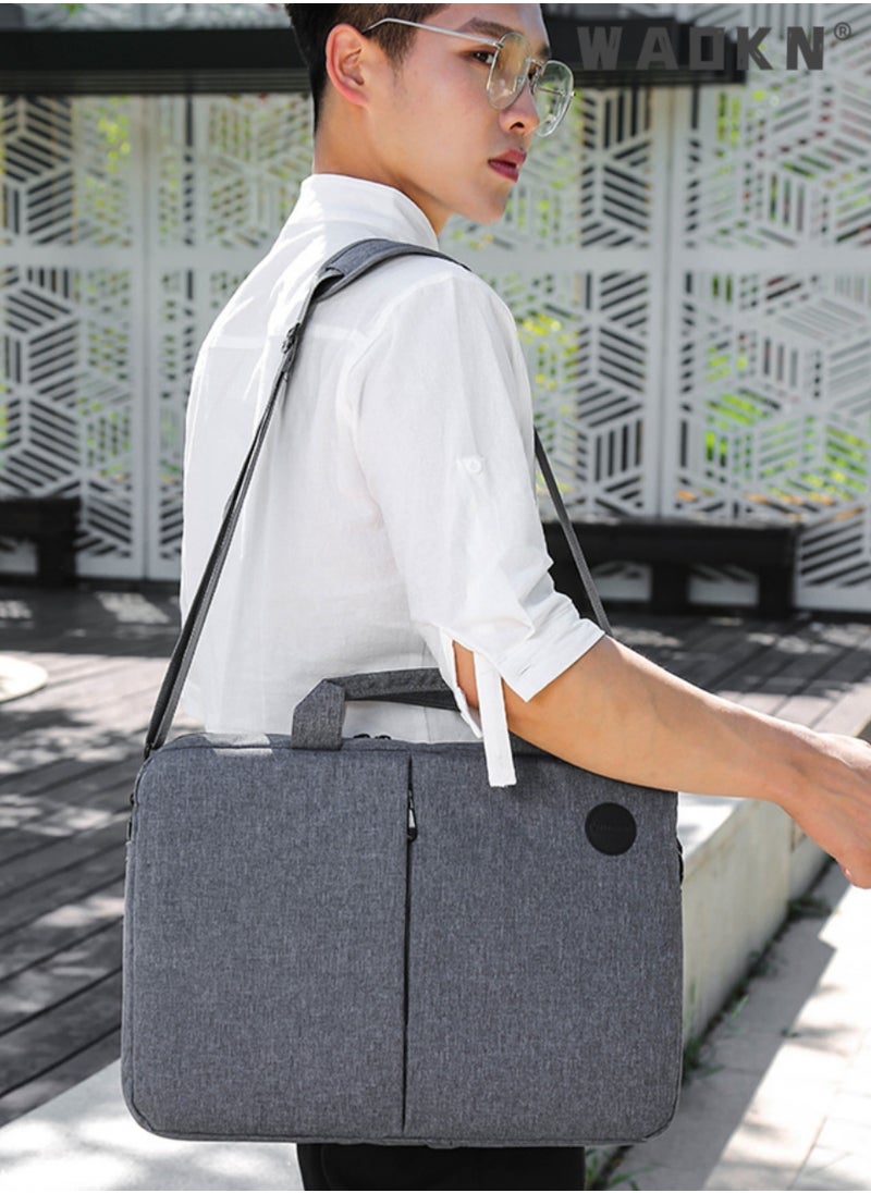 WAOKN - 15.6 Inch Laptop Bag Lightweight PU Computer Bag Travel Business Briefcase Water Resistance Shoulder Messenger Bag Shoulder Bag with Strap for Men and Women Work Office - Image 1