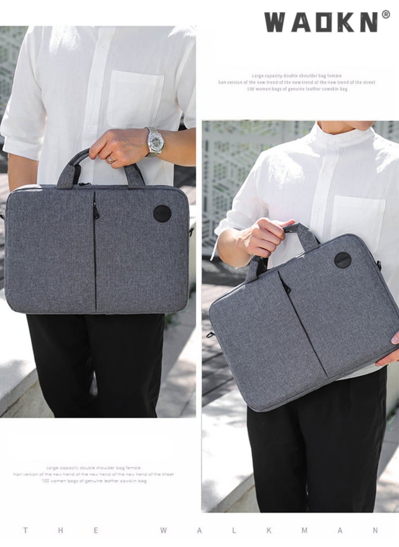 WAOKN - 15.6 Inch Laptop Bag Lightweight PU Computer Bag Travel Business Briefcase Water Resistance Shoulder Messenger Bag Shoulder Bag with Strap for Men and Women Work Office - Image 1