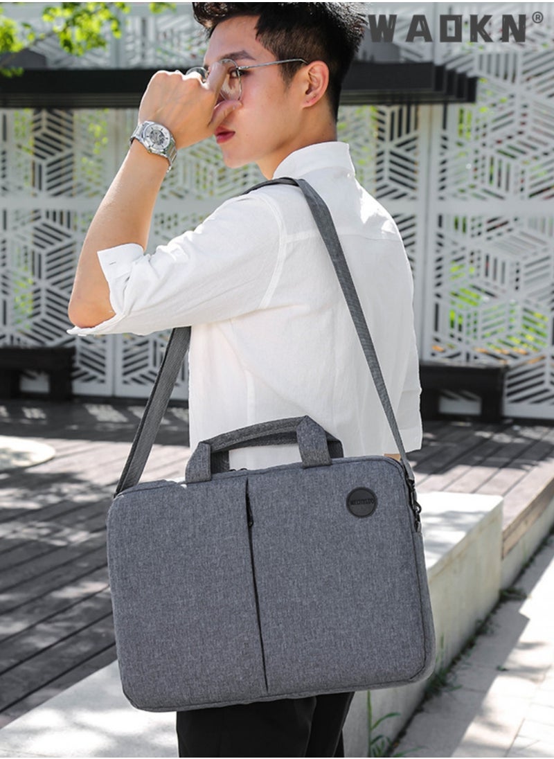 WAOKN - 15.6 Inch Laptop Bag Lightweight PU Computer Bag Travel Business Briefcase Water Resistance Shoulder Messenger Bag Shoulder Bag with Strap for Men and Women Work Office - Image 1