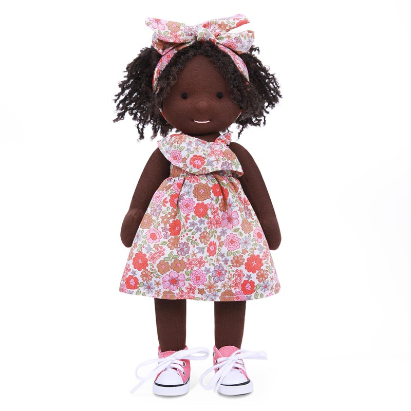 BlissfulPixie Handmade Birthday Present for Girl Black Doll Waldorf Collect Rag Doll with Exquisite BoxDezi 12 - Image 3