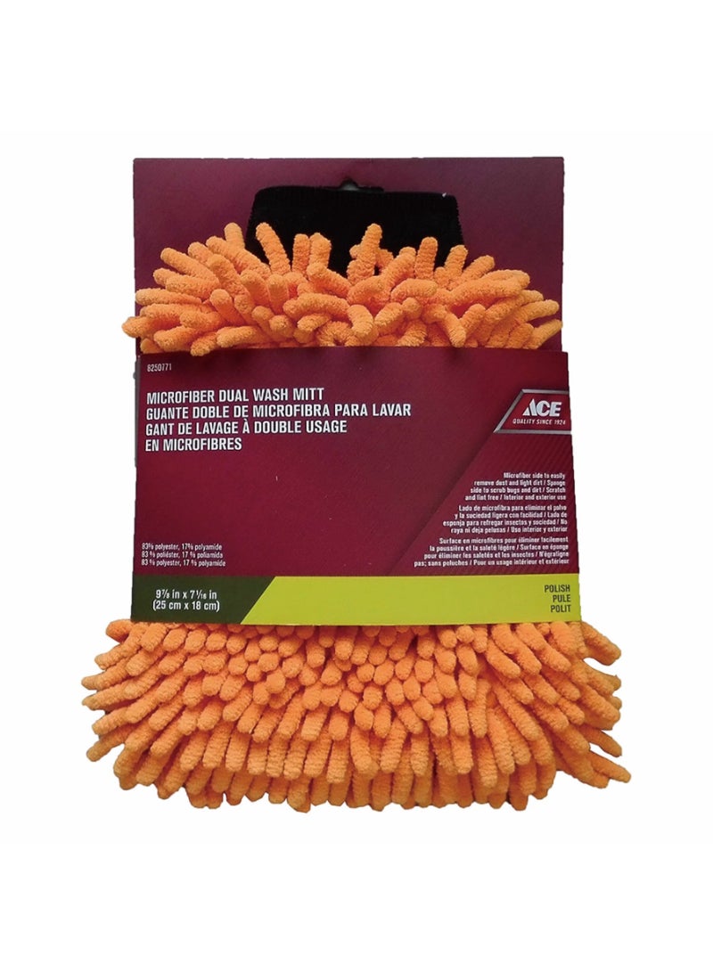ACE Microfiber Dual Wash Mitt (25 x 18 cm, Orange)