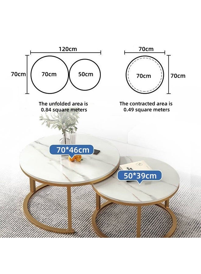2-Pieces Round Nested Coffee Table Tea TableSet Modern Minimalist Side End Table with Open Storage Countertop for Living Room Bedroom Sofa Side Table, End Table (Black) - Image 2