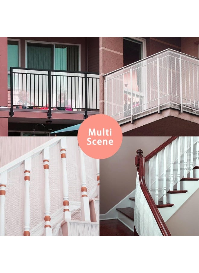 DOOKOO Safety Stair Railing Net Children's Outdoor Balcony Fence Protection Mesh No Drilling For Dog Cat Window 300x78cm White  - Image 3