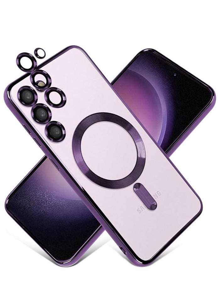 MIGOFAST Galaxy S24 Magnetic Case Compatible with MagSafe  Luxury Plating Design Galaxy S24 Case with Camera Lens Protector Soft TPU Bumper for Samsung Galaxy S24 Rose Purple - Image 1