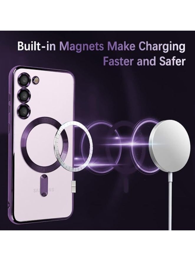 MIGOFAST Galaxy S24 Magnetic Case Compatible with MagSafe  Luxury Plating Design Galaxy S24 Case with Camera Lens Protector Soft TPU Bumper for Samsung Galaxy S24 Rose Purple - Image 2
