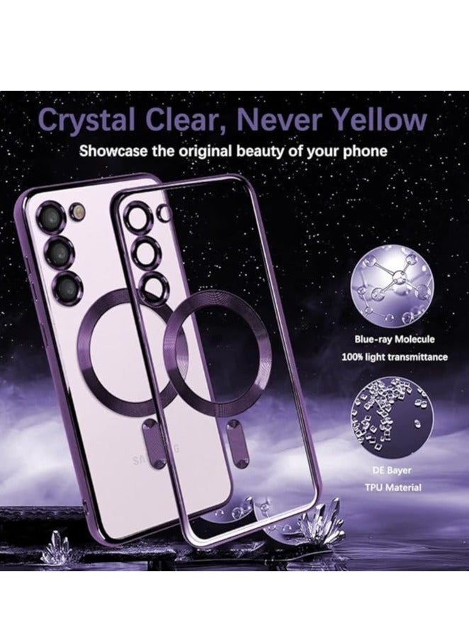MIGOFAST Galaxy S24 Magnetic Case Compatible with MagSafe  Luxury Plating Design Galaxy S24 Case with Camera Lens Protector Soft TPU Bumper for Samsung Galaxy S24 Rose Purple - Image 3