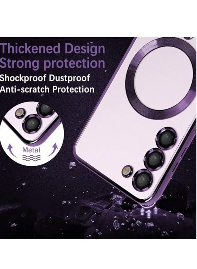 MIGOFAST Galaxy S24 Magnetic Case Compatible with MagSafe  Luxury Plating Design Galaxy S24 Case with Camera Lens Protector Soft TPU Bumper for Samsung Galaxy S24 Rose Purple - Image 5