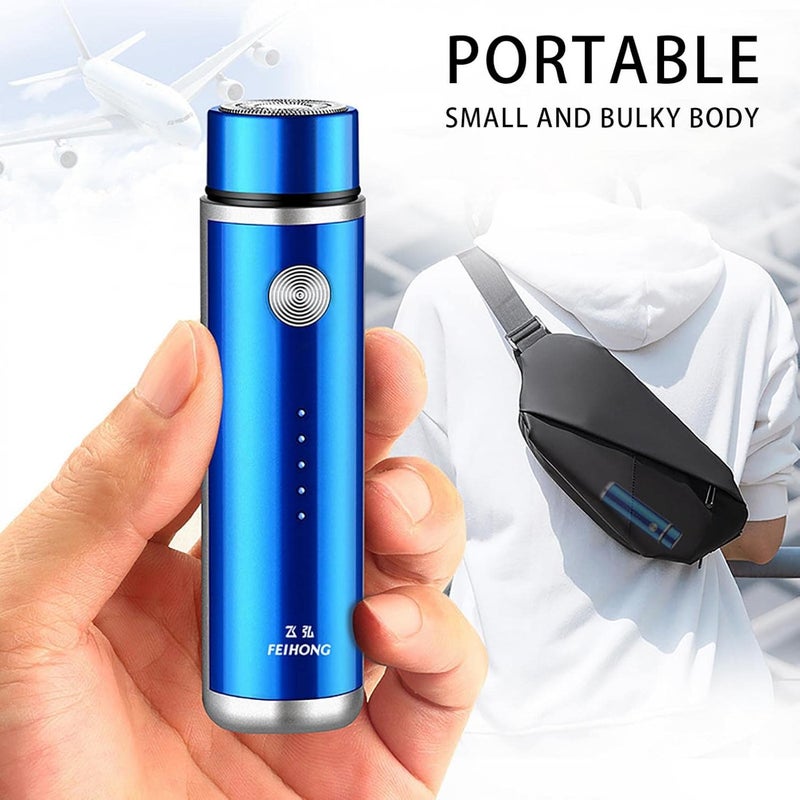 klarako Washable Portable Electric Shaver, Mini Portable Electric Shaver Mini Portable Electric Razor Waterproof Cordless Pocket Razor Wet and Dry Rotary Shaver Fast Charge Mens Shavers Electric (Silver) - Image 3