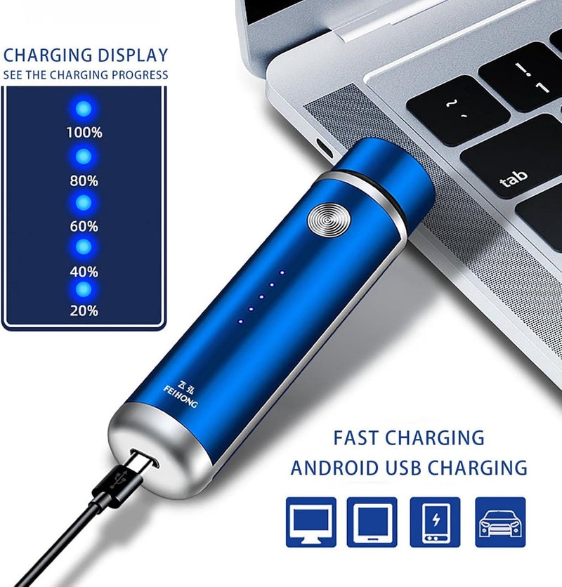 klarako Washable Portable Electric Shaver, Mini Portable Electric Shaver Mini Portable Electric Razor Waterproof Cordless Pocket Razor Wet and Dry Rotary Shaver Fast Charge Mens Shavers Electric (Silver) - Image 4