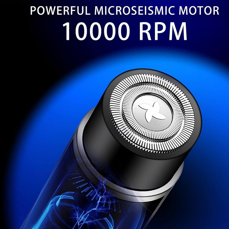 klarako Washable Portable Electric Shaver, Mini Portable Electric Shaver Mini Portable Electric Razor Waterproof Cordless Pocket Razor Wet and Dry Rotary Shaver Fast Charge Mens Shavers Electric (Silver) - Image 5
