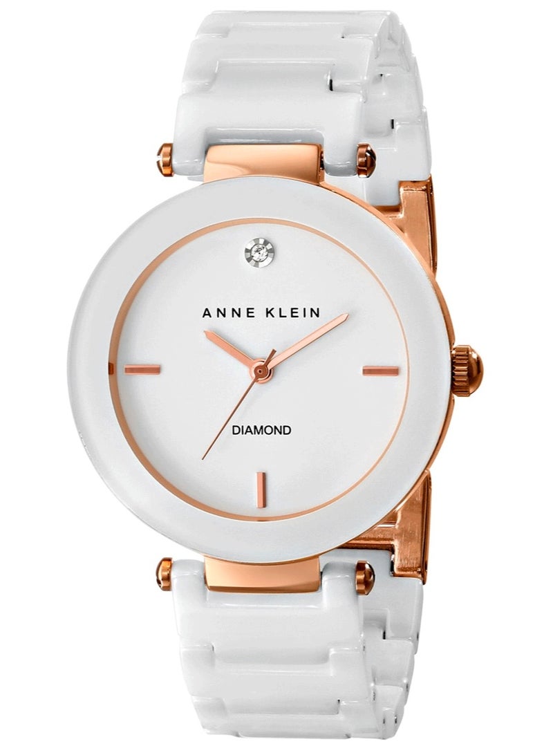 Anne Klein Women's Ceramic Bracelet Watch with Diamond Accent - Image 2