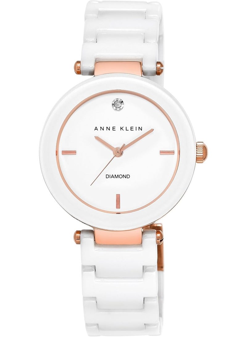 Anne Klein Women's Ceramic Bracelet Watch with Diamond Accent - Image 1