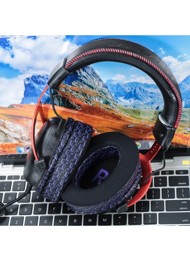 Generic For HyperX Kingston Hurricane 2 Earphone Cover Cloud3 Earmuffs Alpha S Leather Case Sky Arrow Stinger Sponge-Color:Black And White Printed Lr Ice-feeling Earmuffs 1 Piece-hm5  - Image 3