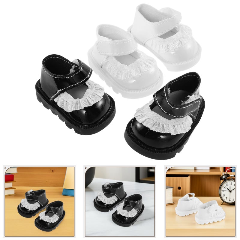 2 Pairs Miniature Doll Shoes Flower Lace Toy Shoes Dress Up Accessories for Mini House Scene Props Girls Supply - Image 1