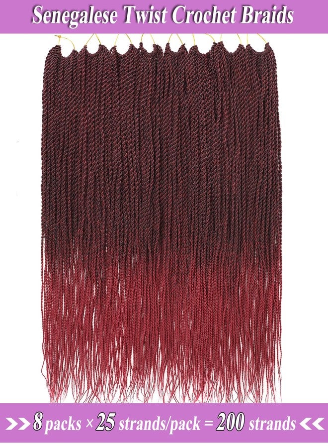 ZRQ Senegalese Twist Crochet Hair For Black Women 18 Inch Long Ombre Red PreTwisted Twist Crochet Hair 25 Strands Pre Looped Crochet Braids 8 Packs Crochet Twist Hair - Image 5