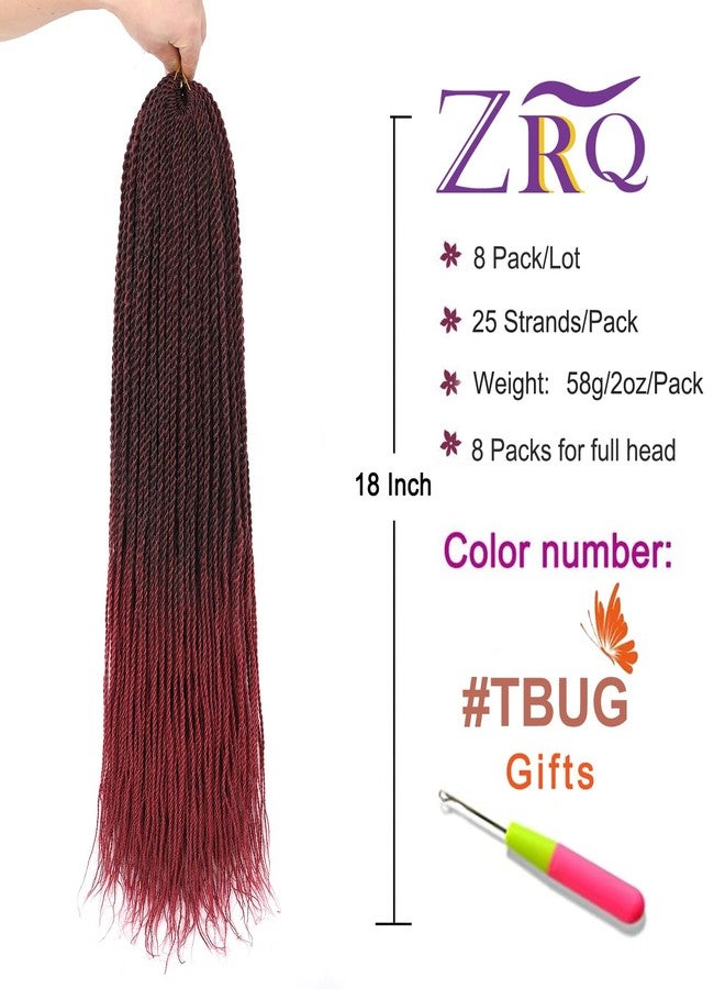 ZRQ Senegalese Twist Crochet Hair For Black Women 18 Inch Long Ombre Red PreTwisted Twist Crochet Hair 25 Strands Pre Looped Crochet Braids 8 Packs Crochet Twist Hair - Image 3