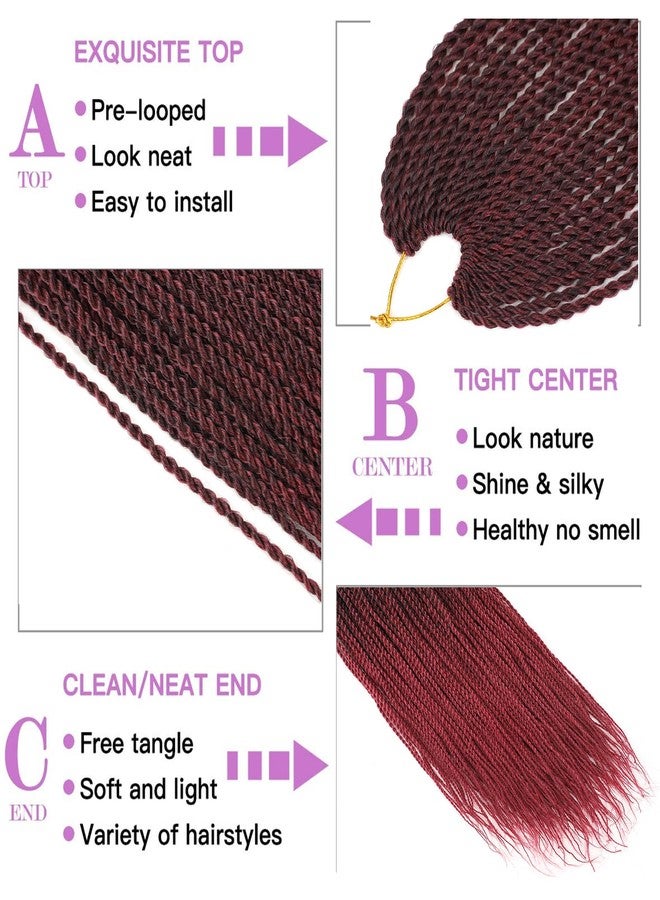 ZRQ Senegalese Twist Crochet Hair For Black Women 18 Inch Long Ombre Red PreTwisted Twist Crochet Hair 25 Strands Pre Looped Crochet Braids 8 Packs Crochet Twist Hair - Image 4