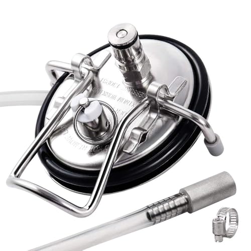 FERRODAY Carbonation Keg Lid for Corny Keg Lid Carbonation Stone Beer Force Carbonation Keg Lid Diffusion Stone Carbonating Keg Lid Carbonator Stainless Steel 304 Keg Lid for Cornelius Keg 20 Tube