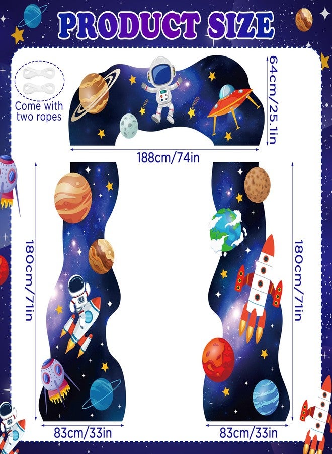 LUUFILx Outer Space Birthday Party Decorations Galaxy Astronaut Door Banner Space Themed Party Supplies Outer Planet Hanging Backdrop Rocket Ship Photo Background for Kids Boys Girls Bedroom Space Porch Sign - Image 3