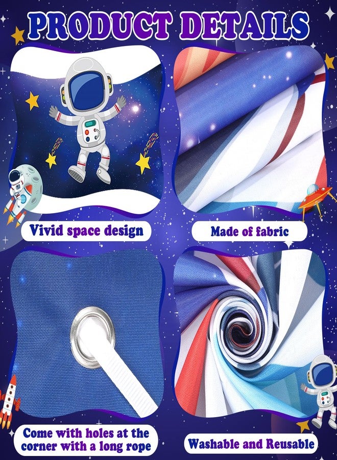 LUUFILx Outer Space Birthday Party Decorations Galaxy Astronaut Door Banner Space Themed Party Supplies Outer Planet Hanging Backdrop Rocket Ship Photo Background for Kids Boys Girls Bedroom Space Porch Sign - Image 4
