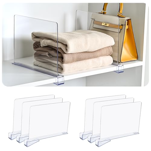 Uni HIMO Shelf Dividers，Vertical Purse Organizer for Closet，Thickened and Sturdy Shelf Organizer for Sweater, Shirts, Handbags,8" Tall x 11" (6 Pcs) - Image 1