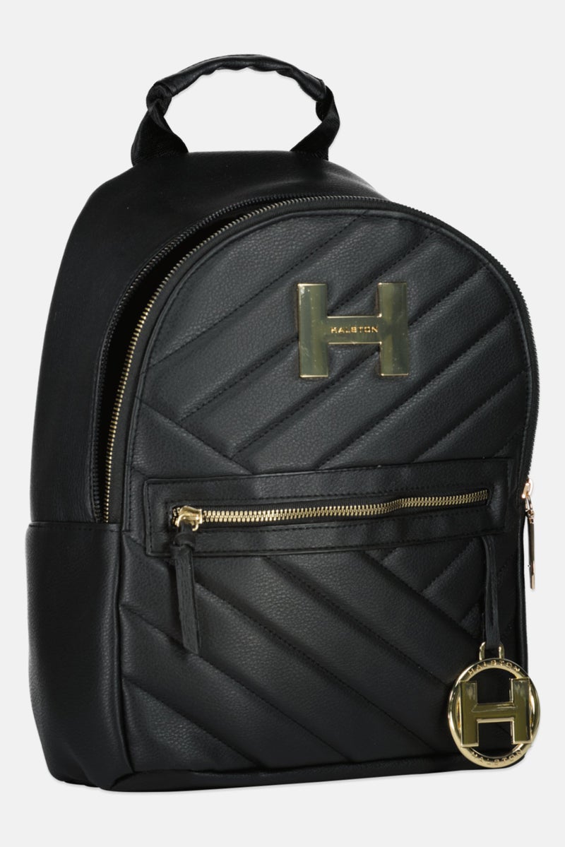 HALSTON Women Quilted Dome Backpacks 32 H x 27 L x 13 L cm, Black/Gold - Image 3