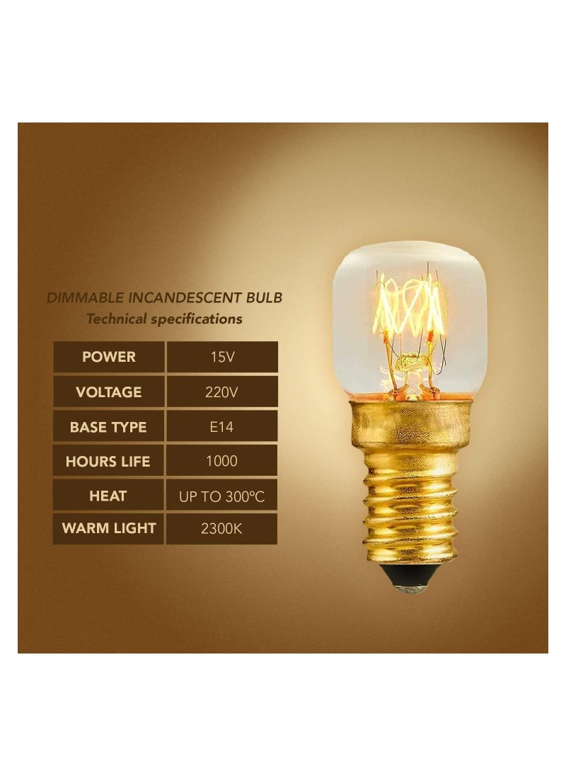 Y&D Salt Lamp Bulbs, 15w E14 for Oven <300°C, Fridge, Multipurpose Appliance SES Incandescent Dimmable Mini Microwave High Temperature Resistant Himalayan Crystal (4Pcs)  - Image 4