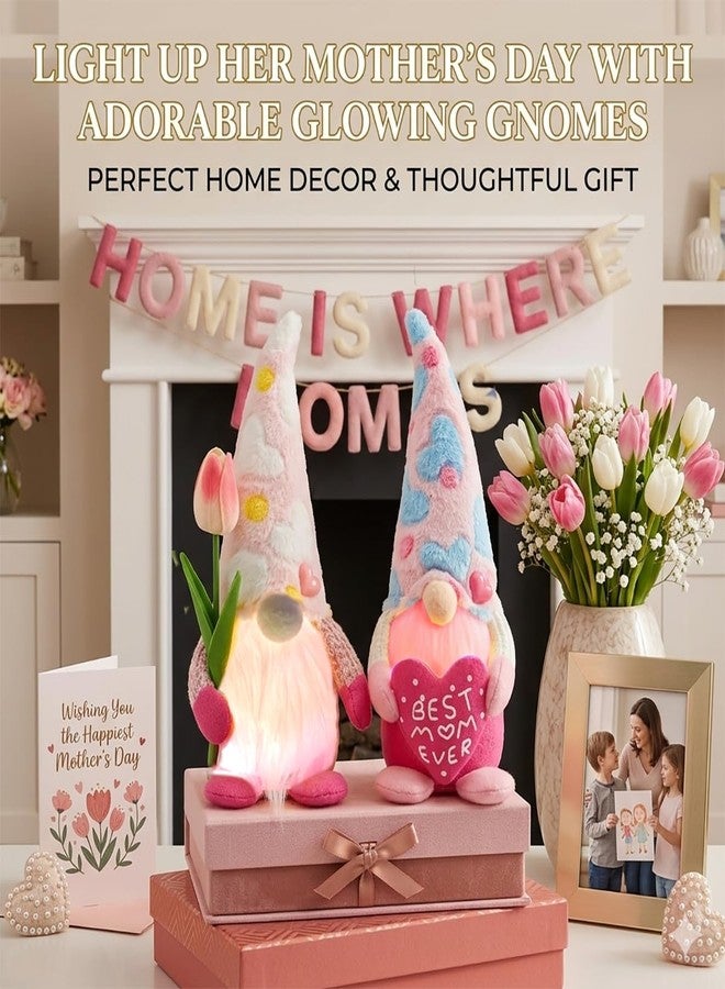 Greenke Mother's Day Light Up Gnomes Plush Decorations Handmade Lighting Gnomes Gifts for Mom Grandma Wife, Birthday Gifts for Mom Gnome Plush Doll Gift for Her, Mother Present from Daughter Son - Image 3