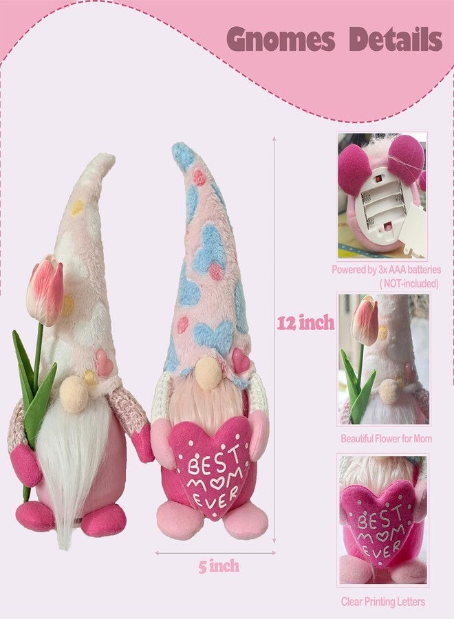 Greenke Mother's Day Light Up Gnomes Plush Decorations Handmade Lighting Gnomes Gifts for Mom Grandma Wife, Birthday Gifts for Mom Gnome Plush Doll Gift for Her, Mother Present from Daughter Son - Image 5