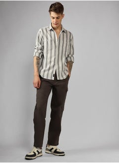 Dennis Lingo Relaxed Fit Multi Colour Cotton Blended Waffle Striped Spread Collar Full Sleeve Shirt for Men – Unique and Stylish  - Image 5