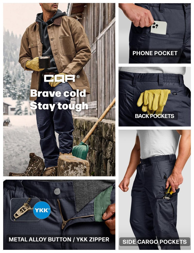 CQR Men's Winter Tactical Cargo Pants, Thermal Fleece Lined Outdoor Snow Ski Hiking Work, Ouray Police Navy, 30W x 30L - Image 5