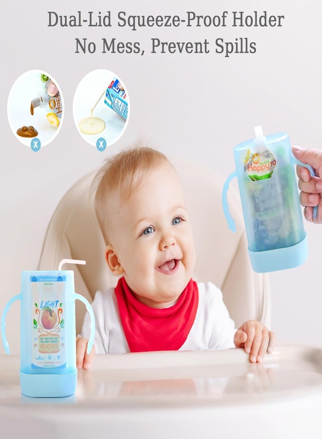 MOMUSE Dual-Lid Squeeze Pouch Holder for Food Pouches & Drink Boxes, Baby Pouch Holder with Larger Capacity, Versatile Design for Self-Feeding, Anti-Squeeze Pouch Holder No Spill No Mess, Lightweight - Image 2