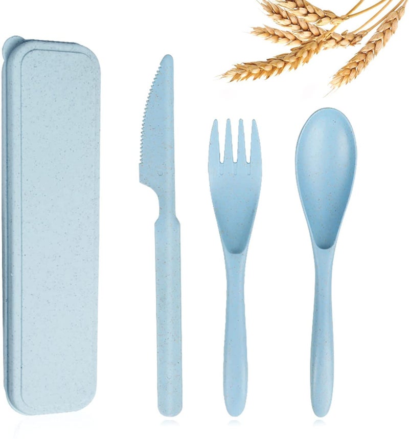 Sevia Wheat Straw Cutlery Set for Spoons Sets SpoonsForks and Butter Knife Set with StandSpoon Set for Dining Table3PiecesColor May Vary - Image 1