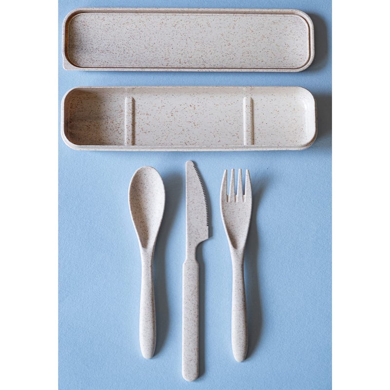 Sevia Wheat Straw Cutlery Set for Spoons Sets SpoonsForks and Butter Knife Set with StandSpoon Set for Dining Table3PiecesColor May Vary - Image 2