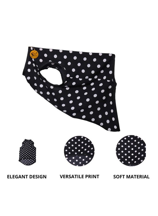 Sage Square Crazy Printed Dog T-Shirt, Trending Dog T-Shirt, Ultra Soft & Light Weight, Comfortable & Breathable Dog Apparel, Trendy Outfit (Xsmall - 12 Inch) (Polka Black)  - Image 2