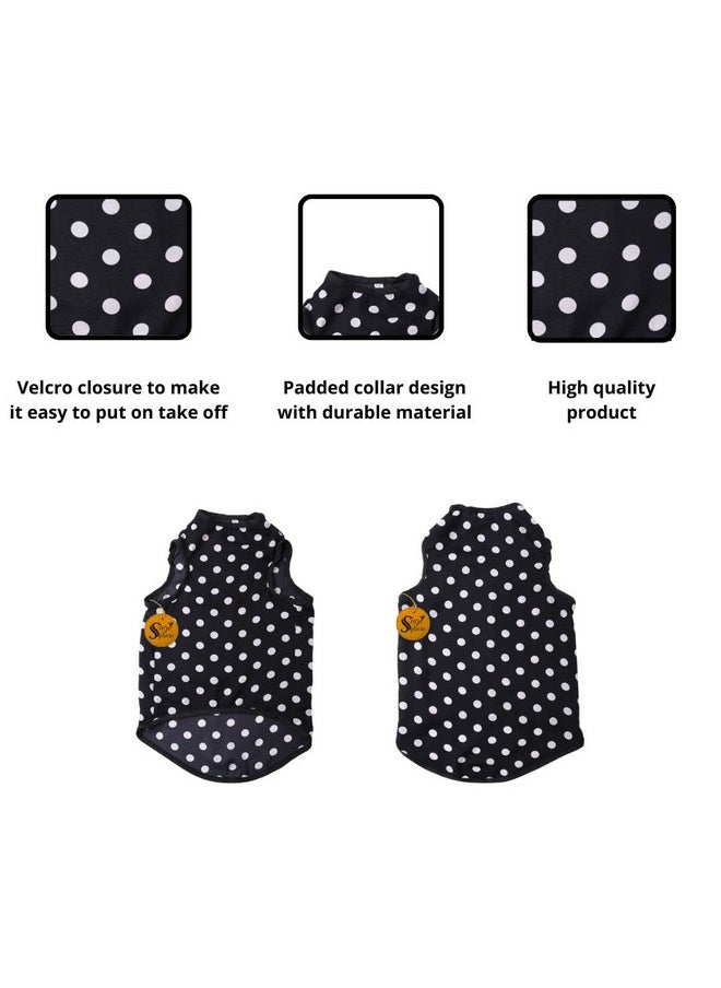 Sage Square Crazy Printed Dog T-Shirt, Trending Dog T-Shirt, Ultra Soft & Light Weight, Comfortable & Breathable Dog Apparel, Trendy Outfit (Xsmall - 12 Inch) (Polka Black)  - Image 4