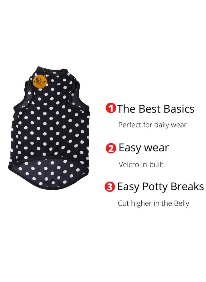 Sage Square Crazy Printed Dog T-Shirt, Trending Dog T-Shirt, Ultra Soft & Light Weight, Comfortable & Breathable Dog Apparel, Trendy Outfit (Xsmall - 12 Inch) (Polka Black)  - Image 5