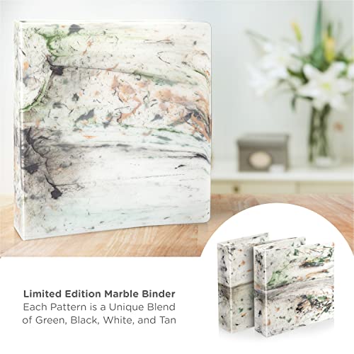 Carstens Limited Edition 2-Inch Green Marble Heavy Duty 3-Ring Binder – Side Opening, Waterproof, Durable Plastic, No-Gap Rings, Holds 300 Sheets, BPA-Free, Made in USA (2843-3R) - Image 2