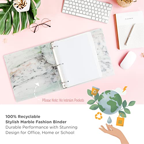 Carstens Limited Edition 2-Inch Green Marble Heavy Duty 3-Ring Binder – Side Opening, Waterproof, Durable Plastic, No-Gap Rings, Holds 300 Sheets, BPA-Free, Made in USA (2843-3R) - Image 5