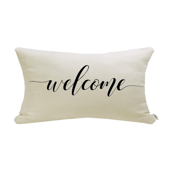 FARMHOUSE PILLOW COVERS WITH WELCOME QUOTE 12 X 20 FARMHOUSE RUSTIC DCOR LUMBAR PILLOW COVERS WITH SAYING HOUSEWARMING GIFTS FAMILY ROOM DCOR