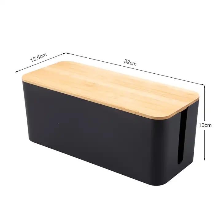 TIPAKKA Desk Organizer for Office Hone Work Place use Cable Wire Organizer (Plain Black 40 * 15.5 * 13.5 cm, Black) - Image 3